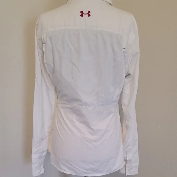 Under Armour White Button Down Shirt with Red Accent - Picture 3 of 9